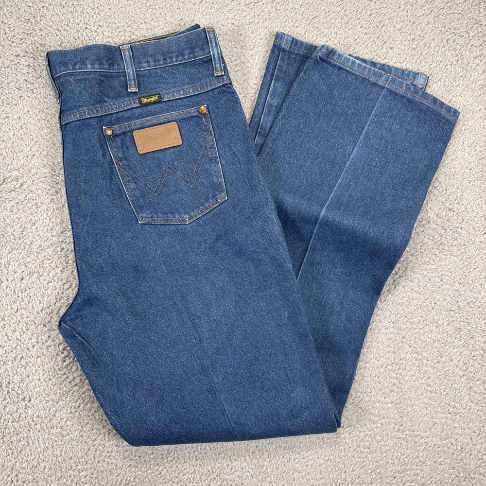 Wrangler Jeans Men 40x34 (fit 38x34) Blue Rigid Cowboy Cut Slim Western Made USA